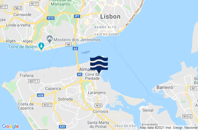 Piedade, Portugalの潮見表地図