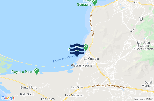 Piedras Negras, Venezuelaの潮見表地図