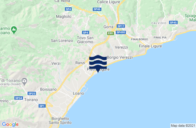 Pietra Ligure, Italyの潮見表地図