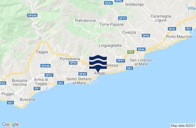 Pietrabruna, Italyの潮見表地図