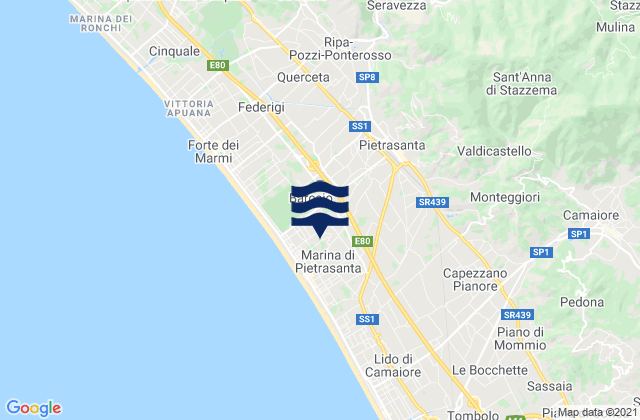Pietrasanta, Italyの潮見表地図