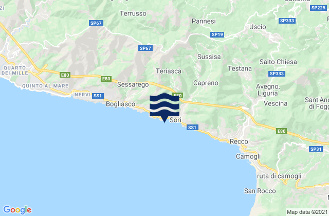 Pieve Ligure, Italyの潮見表地図