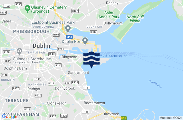 Pigeon House Harbour, Irelandの潮見表地図