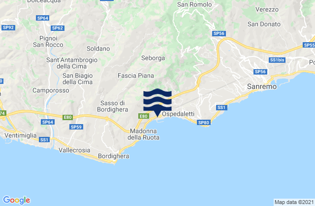 Pigna, Italyの潮見表地図