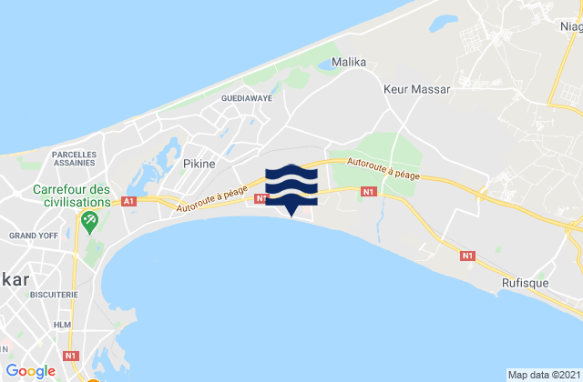 Pikine Department, Senegalの潮見表地図