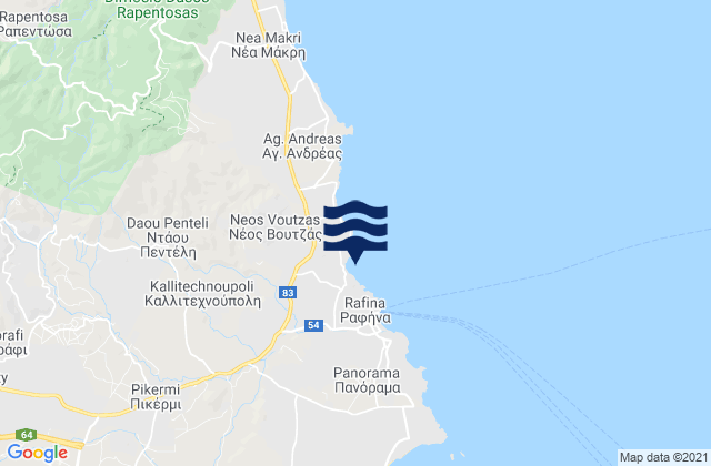 Pikérmi, Greeceの潮見表地図