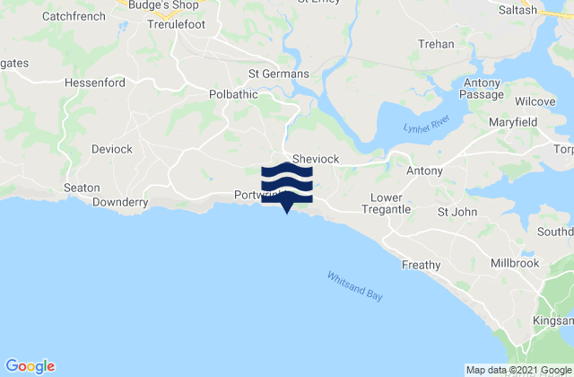 Pillaton, United Kingdomの潮見表地図
