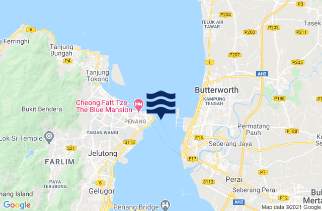 Pinang (Penang), Malaysiaの潮見表地図