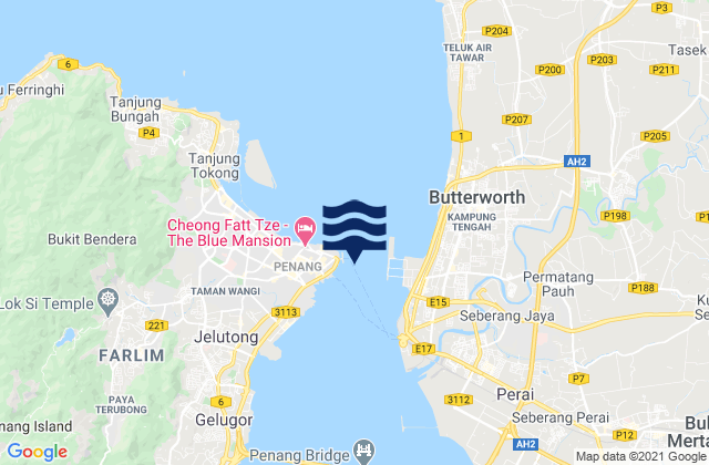 Pinang, Malaysiaの潮見表地図
