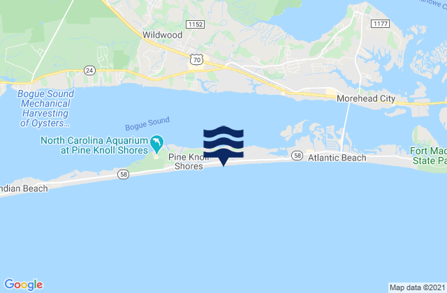 Pine Knoll Shores, United Statesの潮見表地図