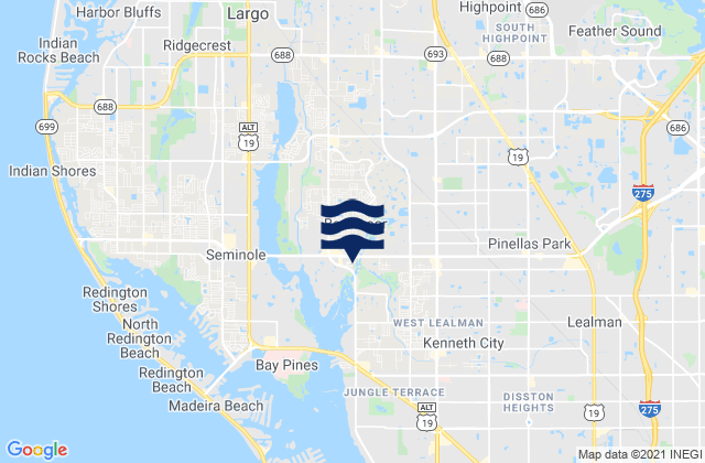 Pinellas Park, United Statesの潮見表地図
