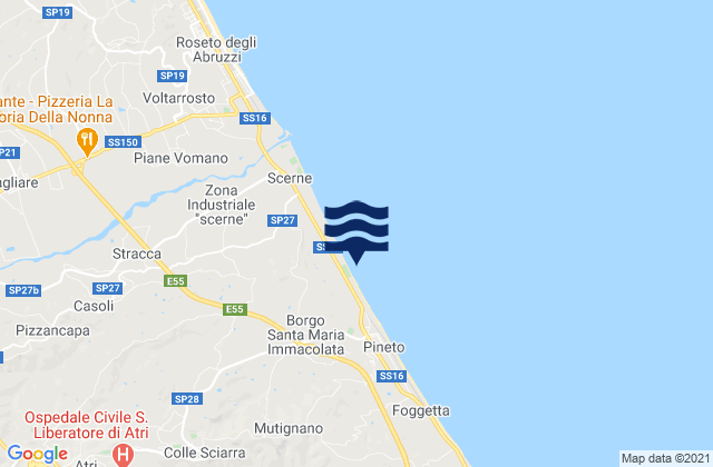 Pineto Beach, Italyの潮見表地図
