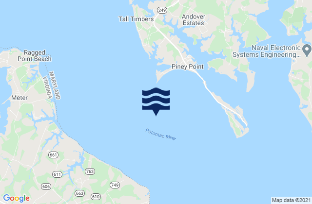 Piney Point 1.1 n.mi. south of, United Statesの潮見表地図