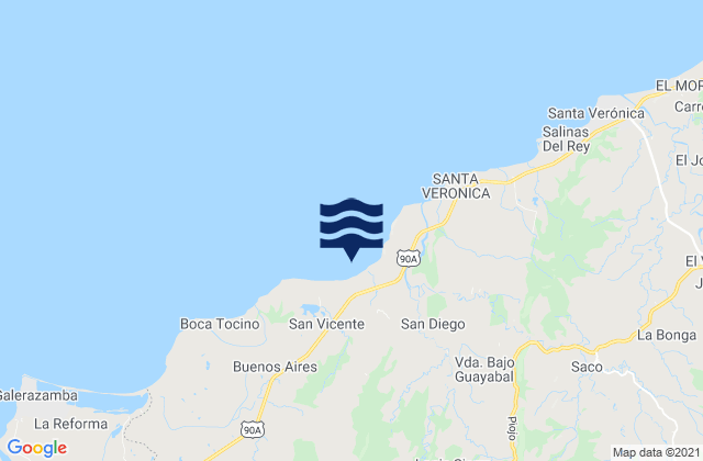 Piojó, Colombiaの潮見表地図