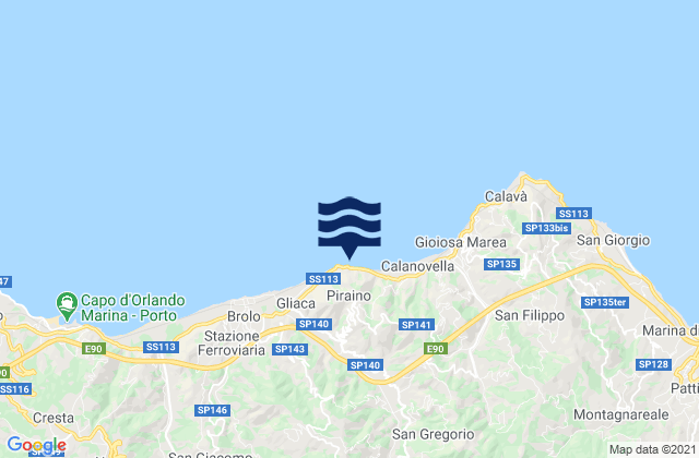 Piraino, Italyの潮見表地図