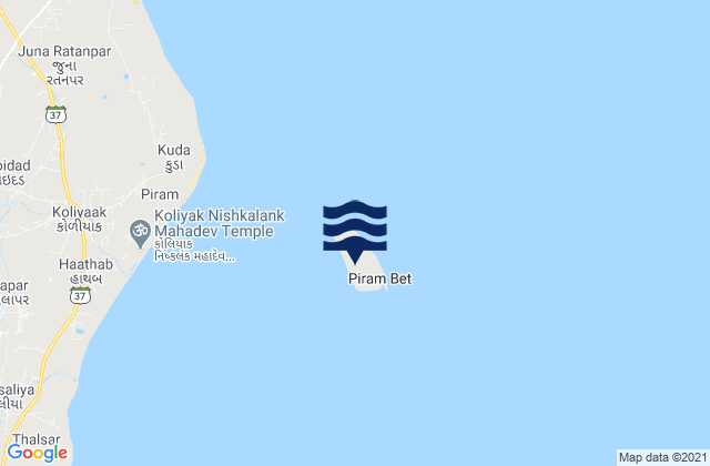 Piram Island, Indiaの潮見表地図
