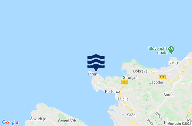 Piran, Sloveniaの潮見表地図