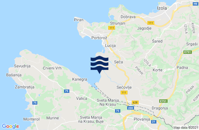 Piran, Sloveniaの潮見表地図