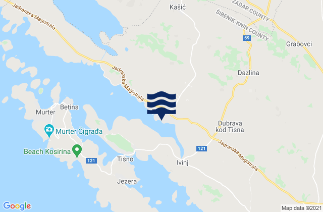 Pirovac, Croatiaの潮見表地図
