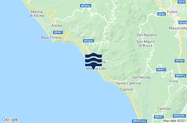 Pisciotta, Italyの潮見表地図