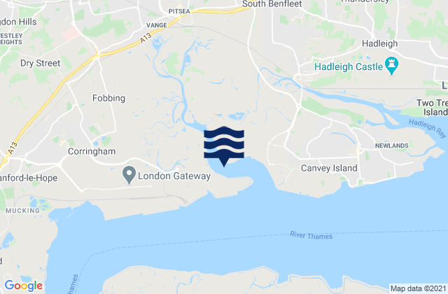 Pitsea, United Kingdomの潮見表地図