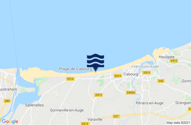 Plage de Cabourg, Franceの潮見表地図