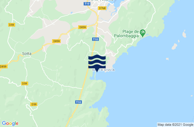 Plage de Santa Giulia, Franceの潮見表地図