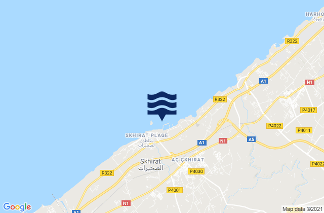 Plage de Skhirat, Moroccoの潮見表地図