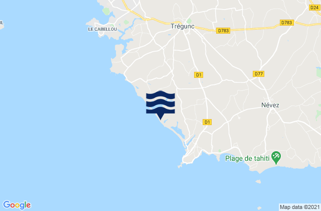Plages de Trévignon, Franceの潮見表地図