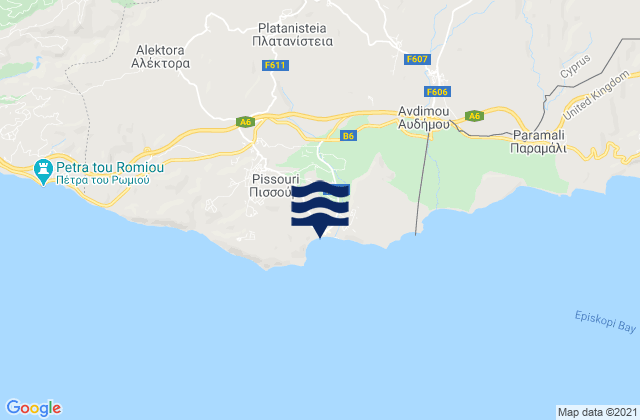 Platanísteia, Cyprusの潮見表地図