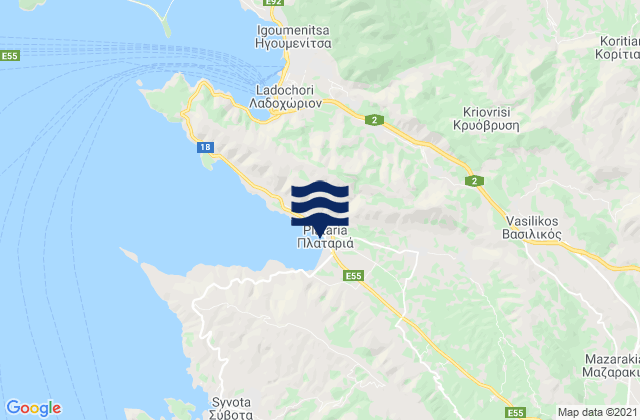 Platariá, Greeceの潮見表地図