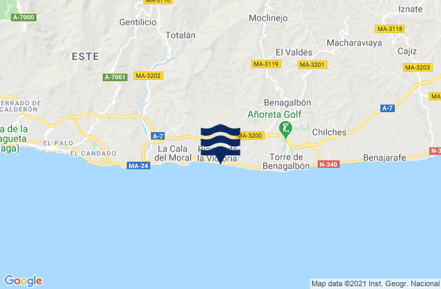 Platja Rincón de la Victoria, Spainの潮見表地図