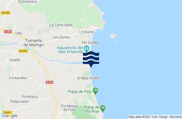 Platja de la Gola del Ter, Spainの潮見表地図