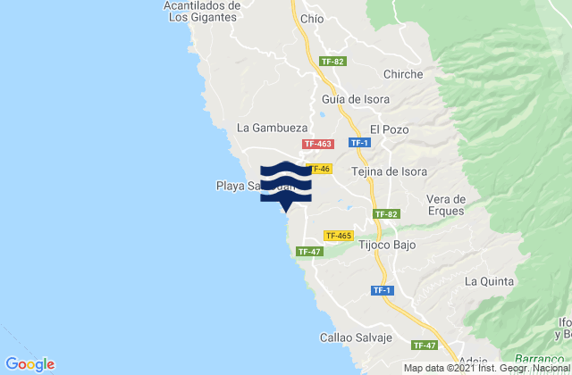 Playa Abama, Spainの潮見表地図