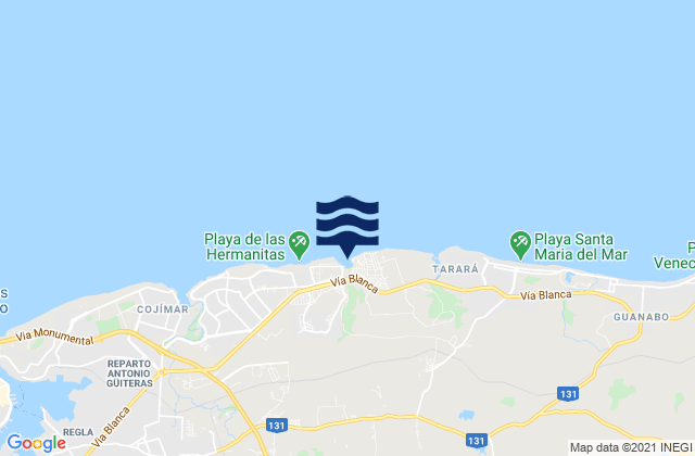 Playa Bacuranao, Cubaの潮見表地図