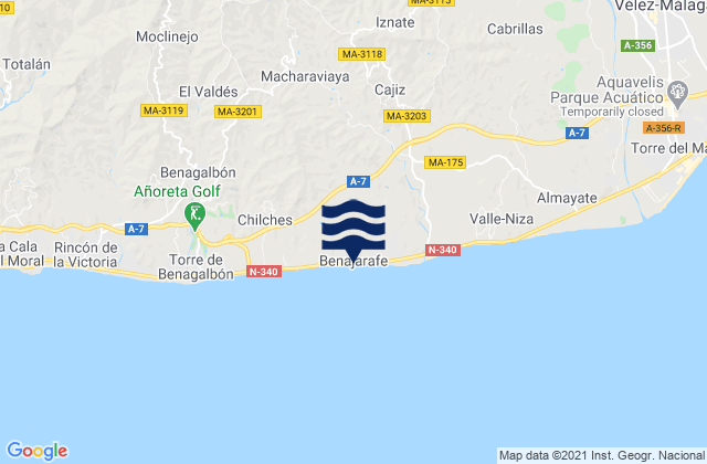 Playa Benajarafe, Spainの潮見表地図