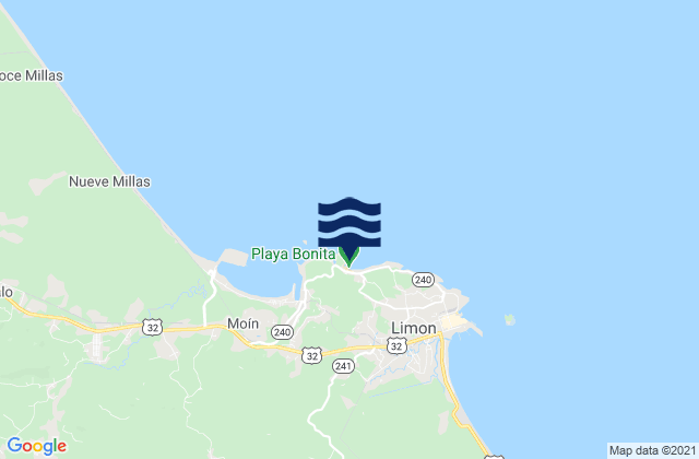 Playa Bonita, Costa Ricaの潮見表地図