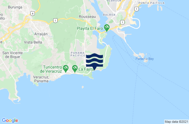 Playa Bonita, Panamaの潮見表地図