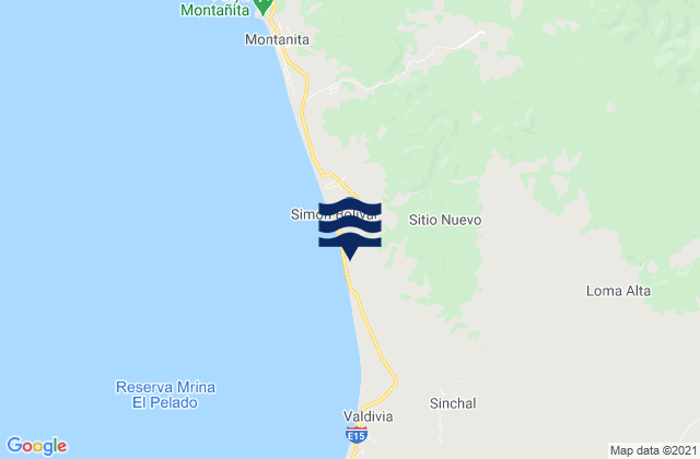 Playa Bruja, Ecuadorの潮見表地図