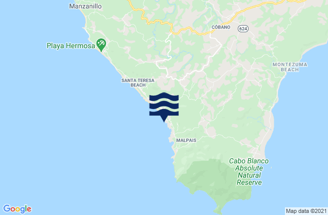 Playa Carmen, Costa Ricaの潮見表地図