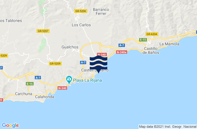 Playa Castell Del Ferro - Sotillo, Spainの潮見表地図