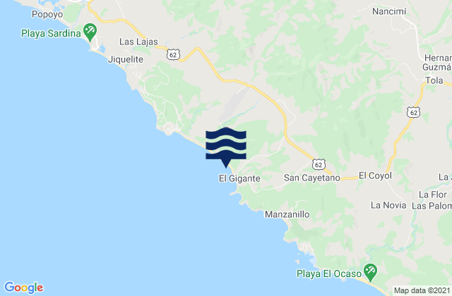 Playa Colorado, Nicaraguaの潮見表地図