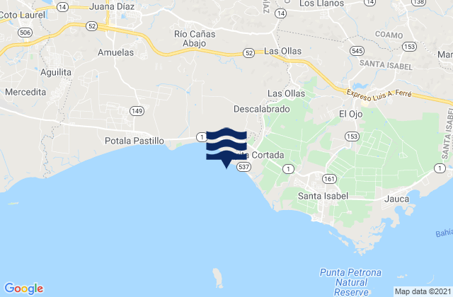 Playa Cortada, Puerto Ricoの潮見表地図