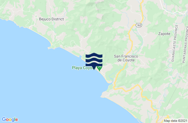 Playa Coyote, Costa Ricaの潮見表地図