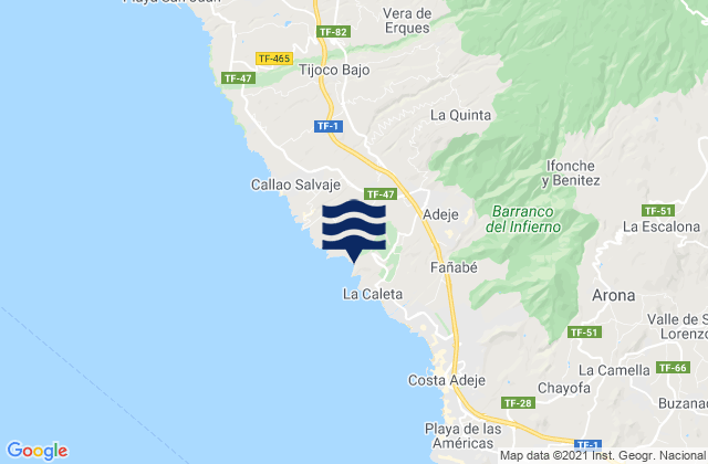 Playa Diego Hernandez, Spainの潮見表地図