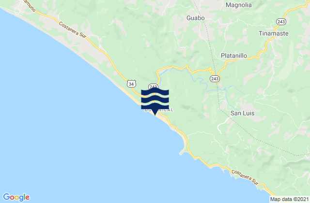 Playa Dominical, Costa Ricaの潮見表地図