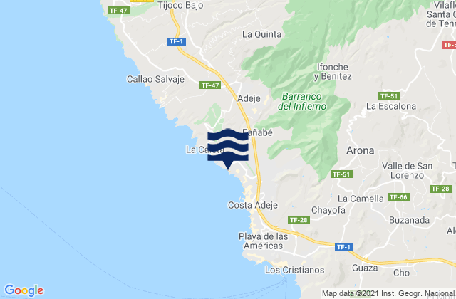 Playa El Duque, Spainの潮見表地図