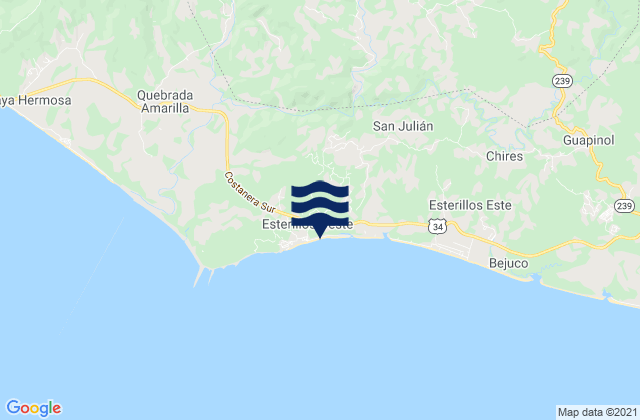 Playa Esterillos, Costa Ricaの潮見表地図