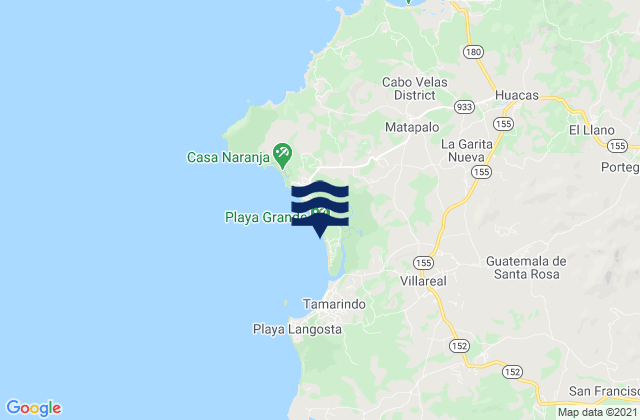 Playa Grande - Guanacaste, Costa Ricaの潮見表地図