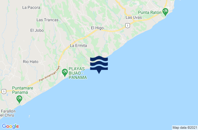 Playa Grande, Panamaの潮見表地図